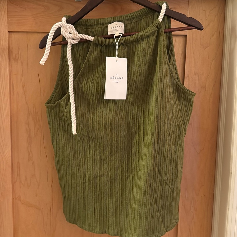 Sezane Green Sleeveless Blouse